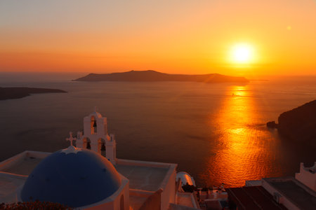 Beautiful sunset over Santorini island, Greece. Beautiful landscapeの写真素材