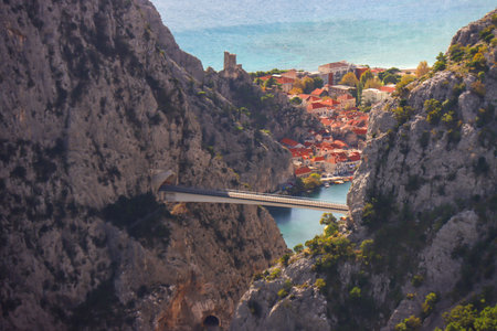 Dubrovnik, Croatia. Old bridge over the Adriatic Sea.の写真素材