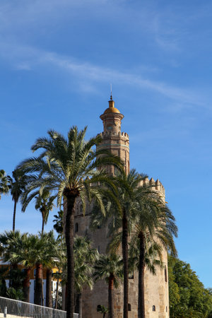Alcazar Tower in Seville, Andalusia, Spainの写真素材