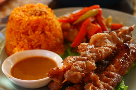 Fried pork with sweet and sour sauce with rice, Thai foodの写真素材