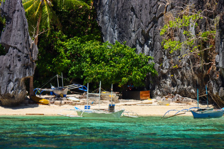 Paradise beach in El Nido, Palawan, Philippinesの写真素材