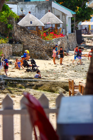 Unidentified people on the beach in Tulum, Mexico.