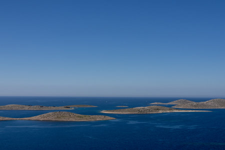 View of the islands in the Aegean Sea, Greece.の写真素材