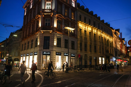 Night view of Old Town in Prague, Czech Republicの写真素材