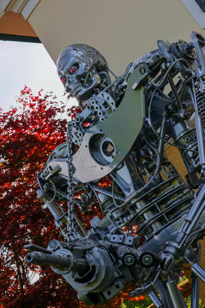 Statue of a robot in the center of Barcelona.の写真素材