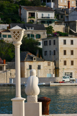 Sculpture in the port of Kotor, Montenegroの写真素材