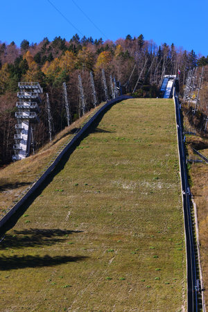 Aerial view of the hill in autumn.の写真素材