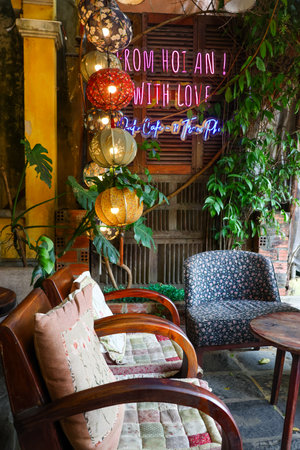 Sofa and chair in a cafe in Hoi An, Vietnam