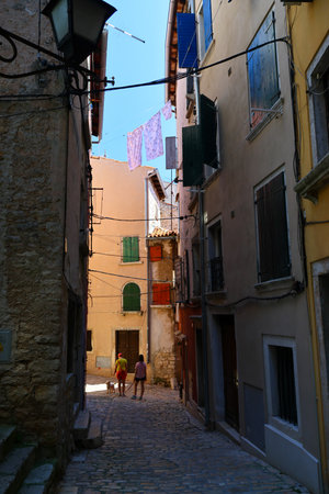 Narrow street in the old townの写真素材