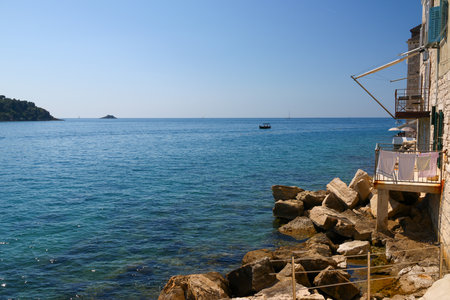 Coast of the Adriatic Sea in Dubrovnik, Croatiaの写真素材