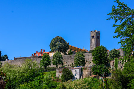 Medieval walls and towers of the old townの写真素材