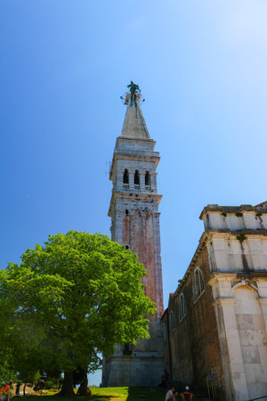 Bell tower of St. Mark's Basilica in Dubrovnik, Croatiaの写真素材