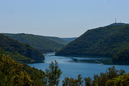 View of the Danube river and the Danube in Serbia.の写真素材