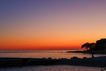 Sunset on the beach in Torrevieja, Alicante, Spainの写真素材