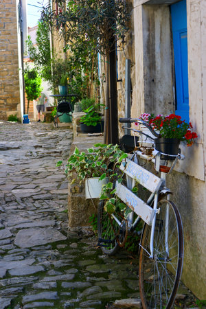 Bicycle in the old town of Rovinjの写真素材