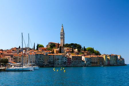 Panoramic view of Rovinj old town, Croatiaの写真素材