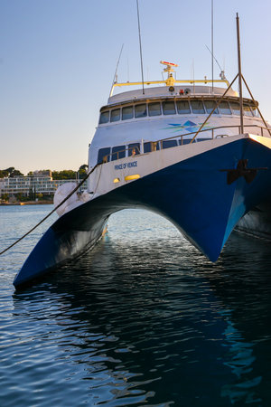 Boat in the port of Rhodes, Greece.の写真素材