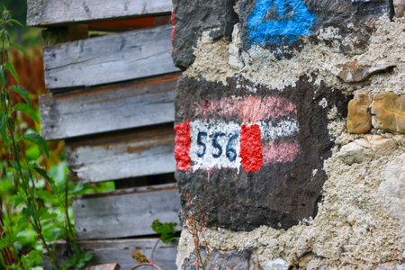 A closeup shot of a graffiti on the wall of an old houseの写真素材