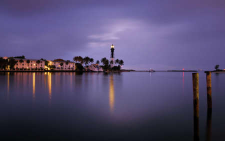 Hillsboro Light in the Rainの写真素材