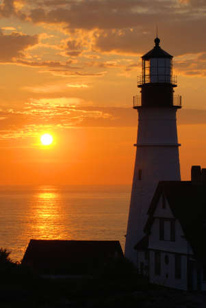 Portland Headlight Lighthouse in South Portland, Maineの写真素材