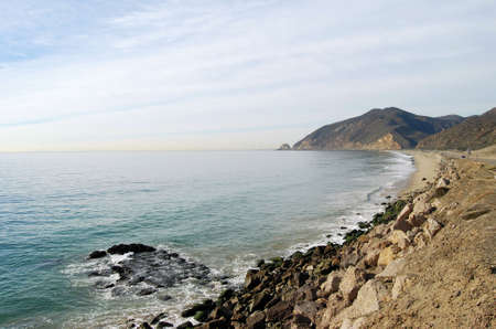 Views along the Pacific Coast Highway near Malibu, Californiaの写真素材