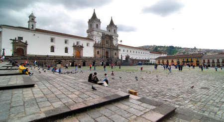 San Francisco Church Square Quito, Ecuadorのeditorial素材