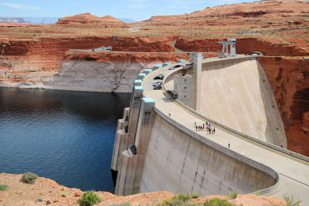 Lake Powell Dam and Bridge in Arizonaの写真素材