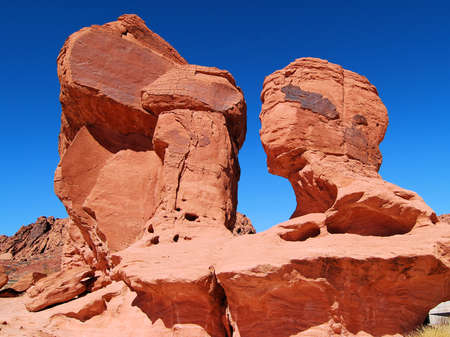 Rock formations in the Valley of Fire in Nevadaの写真素材