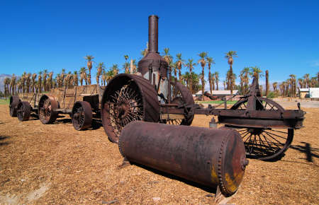 Old Mule pulled train in Death Valleyの写真素材