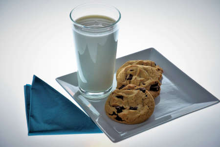 Milk and Cookies / Milk and cookies dessertの写真素材
