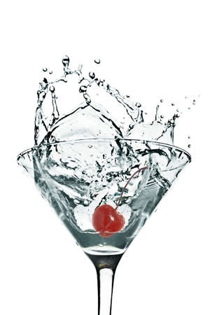 cherry Martini Splash on White backgroundの写真素材