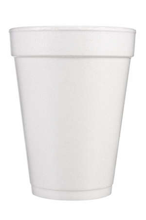 Foam Cup Front View on white backgroundの写真素材
