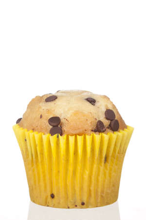 Chocolate Chip Muffin on white backgroundの写真素材