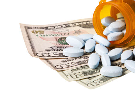 Costly Daily Medication on a money backgroundの写真素材