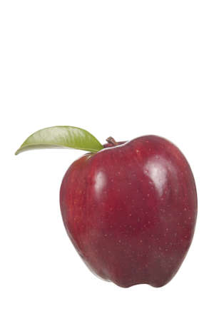 Red Apple with reflection on white backgroundの写真素材