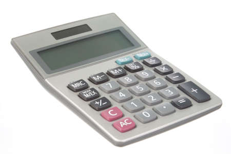 Solar Digital Calculator on white a  backgroundの写真素材