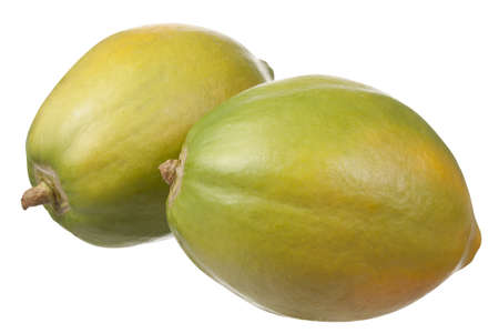 Two Ripe Papaya on a white Backgroundの写真素材
