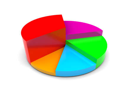 Pie chart diagram 3D illustration on white backgroundの写真素材