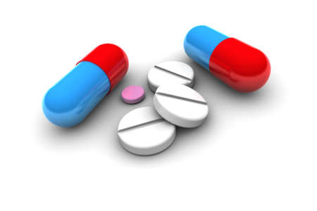 Daily medication pills illustration isolated on white backgroundの写真素材