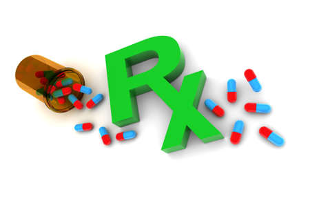 Rx Medication illustration isolated on white backgroundの写真素材