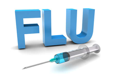 Word Flu with injection illustration isolated on white backgroundの写真素材