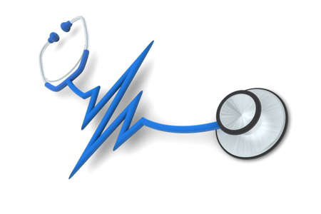 Blue Pulse Stethoscope isolated on white backgroundの写真素材