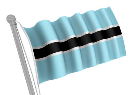 Botswana flag on pole waving in the windの写真素材