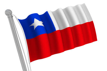 Chile Flag On Pole waving in the windの写真素材