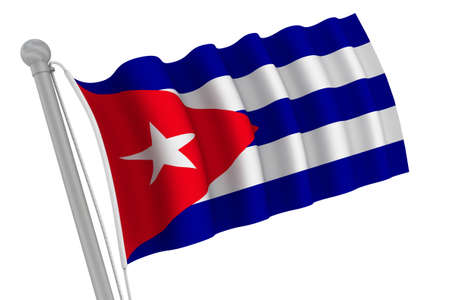 Cuba Flag On Pole waving in the windの写真素材