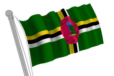 Dominica Flag On Pole waving in the windの写真素材