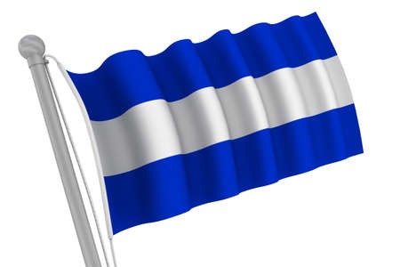 El Salvador Flag On Pole waving in the windの写真素材