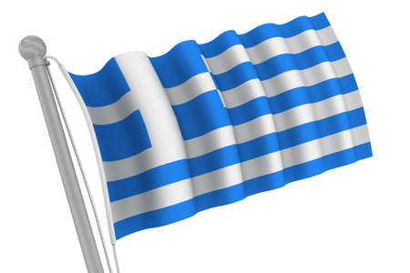 Greece Flag On Pole waving in the windの写真素材