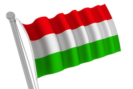 Hungry Flag On Pole waving in the windの写真素材