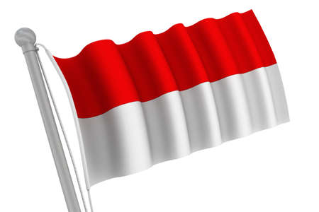 Indonesia Flag On Pole waving in the windの写真素材